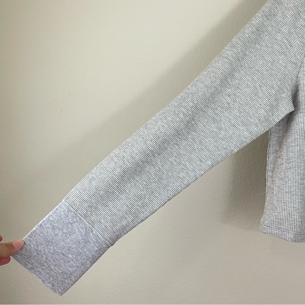 Nuuds Gray Micro Waffle Long Sleeve Crop Top Size XXL - Picture 4 of 6